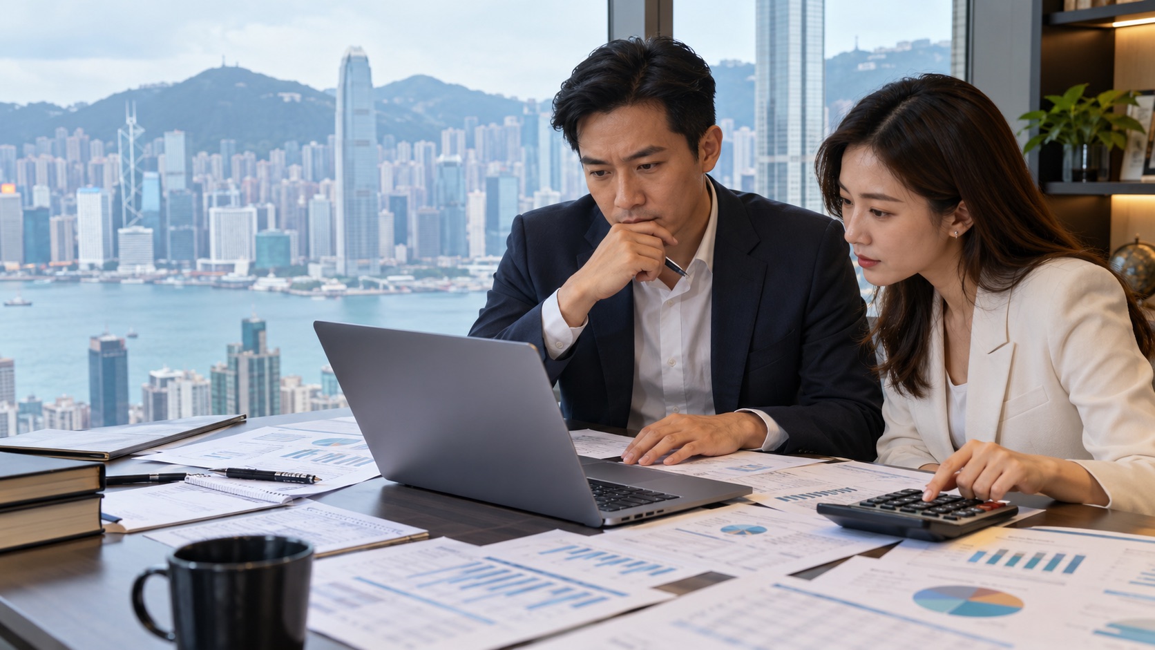 Asian franchise owner and adviser reviewing store unit economics